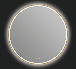 Open Box: Dion Round Lighted LED Mirror, 36" - Brushed Gold
