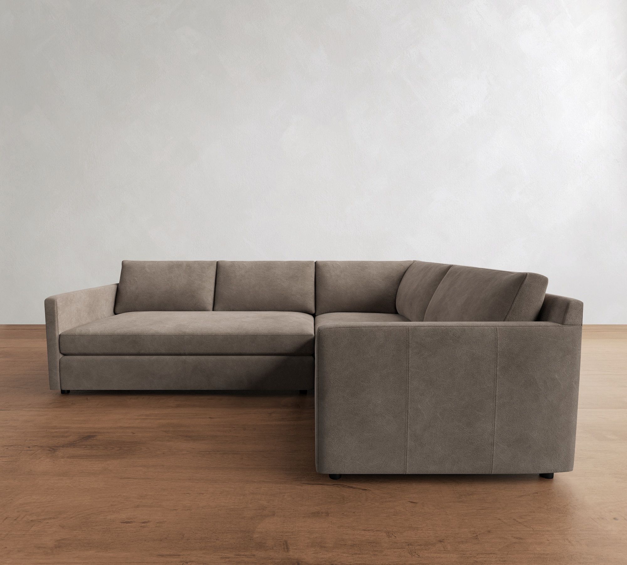 Pacifica Slim Arm Leather 3-Piece Sectional (106") - thumbnail 3