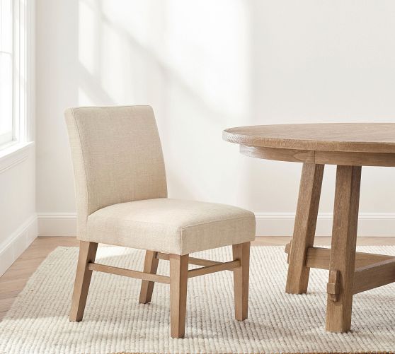 Classic Upholstered Dining Chair with Stretcher by Pottery Barn