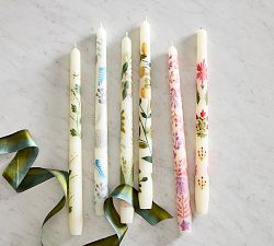 Hand Painted Taper Candles - Set of 2