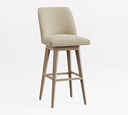 Open Box: Layton Upholstered Swivel Bar Stool (31.5") - Performance Heathered Tweed Pebble, Seadrift