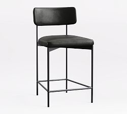 Open Box: Maison Leather Counter Stool (24") - Vintage Midnight, Antique Bronze