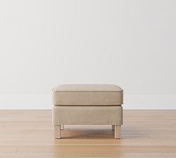 Open Box: Tyler Leather Ottoman without Nailheads - Nubuck Sand, Seadrift