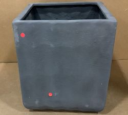 Open Box: Modern Fluted Square Planter, Large (18"W x 21"H) - Rustic Black