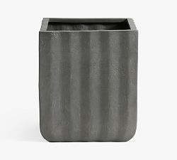 Open Box: Modern Fluted Square Planter, Large (18"W x 21"H) - Rustic Black