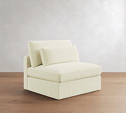 Open Box: Build Your Own Westwood Square Arm Deep Seat Slipcovered Armless Chair - Performance Slub Weave White