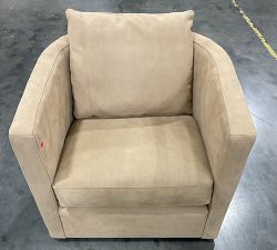 Open Box: Ayden Barrel Arm Leather Swivel Armchair (32") - Nubuck Wheat