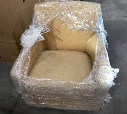 Open Box: Irving Square Arm Leather Swivel Glider without Nailheads - Keystone Sandstone