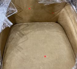 Open Box: Irving Square Arm Leather Swivel Glider without Nailheads - Keystone Sandstone