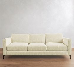 Open Box: Jake Grand Sofa (96" x 35"D), 3x3 - Performance Heathered Basketweave Ivory, Bronze