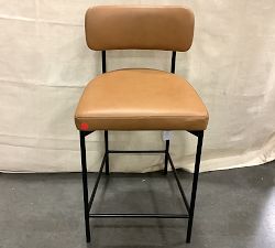 Open Box: Maison Leather Counter Stool (24") - Statesville Caramel, Antique Bronze