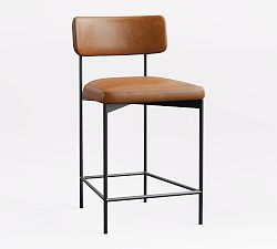 Open Box: Maison Leather Counter Stool (24") - Statesville Caramel, Antique Bronze