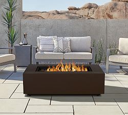 Burrows Steel Rectangular Propane Fire Pit Table with Lid Cover (42"-70")