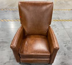 Open Box: Irving Roll Arm Leather Extra Tall Manual Recliner without Nailheads (43") - Statesville Molasses, Coffee