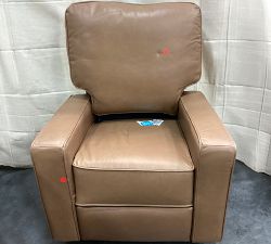 Open Box: PB Comfort Square Arm Leather Power Swivel Glider Recliner - Churchfield Camel