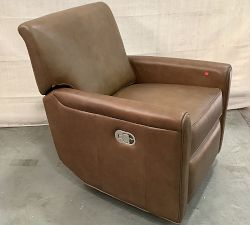 Open Box:Irving Roll Arm Leather Swivel Recliner without Nailheads - Statesville Toffee