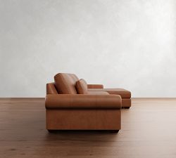 Big Sur Roll Arm Deep Seat Leather Chaise Sectional (115"&ndash;157")