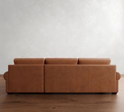 Big Sur Roll Arm Deep Seat Leather Chaise Sectional (115"&ndash;157")