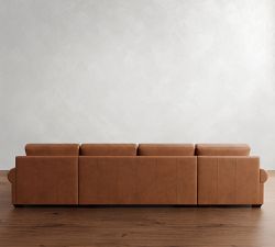 Big Sur Roll Arm Leather Double Chaise Sectional (146"&ndash;198")