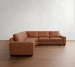 Big Sur Square Arm Leather 3-Piece L-Shaped Wedge Sectional (123")