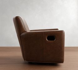 Irving Square Arm Leather Swivel Recliner