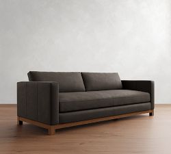 Jake Leather Brindle Wood Base Sofa (63"&ndash;96")
