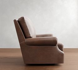 James Roll Arm Leather Swivel Chair