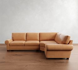 Turner Roll Arm Leather 3-Piece Wedge Sectional (119"&ndash; 124")