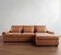 Big Sur Roll Arm Deep Seat Leather Chaise Sectional (115"&ndash;157")