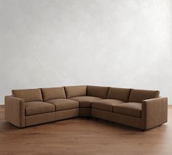 Carmel Slim Arm Leather 3-Piece L-Shaped Wedge Sectional (119")