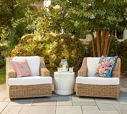 Huntington Wicker Slope Arm Swivel Outdoor Lounge Chair