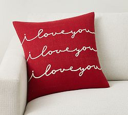 I Love You Embroidered Pillow Cover