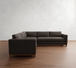 Jake Leather Brindle Wood Base 3-Piece L-Shaped Sectional (108"-111")