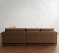 Carmel Slim Arm Leather Wood Base 3-Piece Wedge Sectional (120")