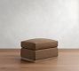 Carmel Wide Arm Leather Wood Base Ottoman