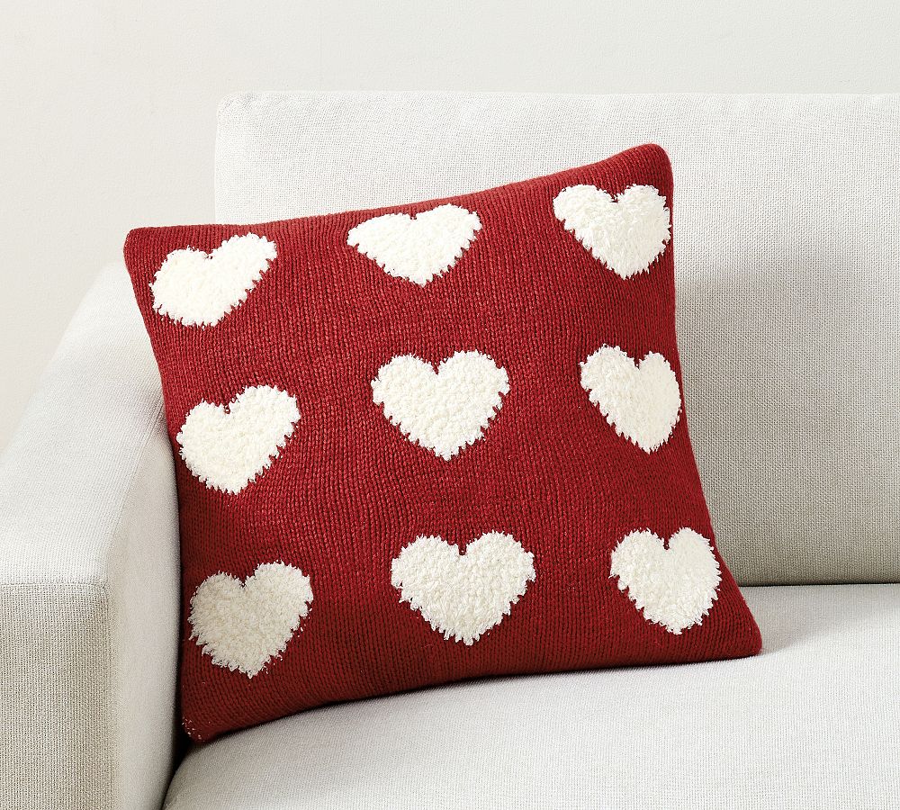 Heart Jacquard Knit Pillow Cover