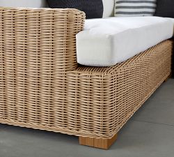 Huntington Wicker 5-Piece Loveseat U-Shaped Slope Arm Outdoor Sectional