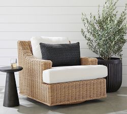 Huntington Wicker Slope Arm Swivel Outdoor Lounge Chair