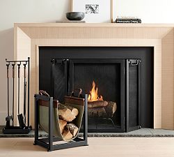 Industrial 48" 3-Panel Fireplace Screen