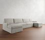 PB Comfort Square Arm Slipcovered Double Chaise Sectional (131"&ndash;165")