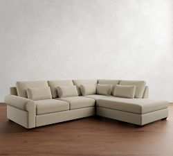 Big Sur Roll Arm Deep Seat 3-Piece Bumper Sectional (121")