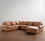 Big Sur Roll Arm Deep Seat Leather L-Shaped Chaise Sectional (151")