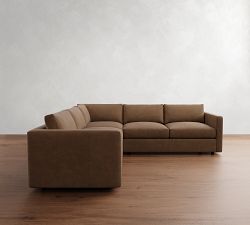 Carmel Slim Arm Leather 3-Piece L-Shaped Sectional (109")