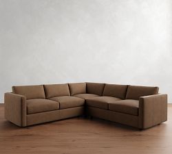 Carmel Slim Arm Leather 3-Piece L-Shaped Sectional (109")
