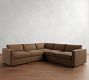 Carmel Slim Arm Leather 3-Piece L-Shaped Sectional (109")