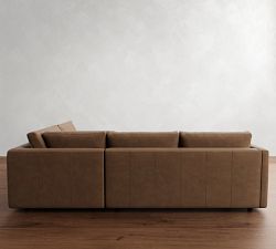 Carmel Slim Arm Leather 3-Piece Sectional (109")