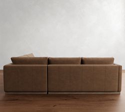 Carmel Slim Arm Leather Wood Base 3-Piece Sectional (110")