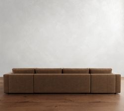 Carmel Wide Arm Leather Double Chaise Sectional (144"&ndash;176")