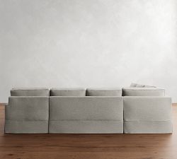 PB Comfort Square Arm Slipcovered L-Shaped Chaise Sectional (135")