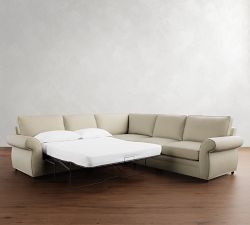 Pearce Roll Arm 3-Piece L-Shaped Wedge Sleeper Sectional (122")